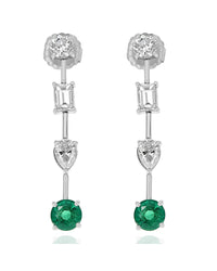 Columbian Emerald and Diamond Earring Drops in 18KW