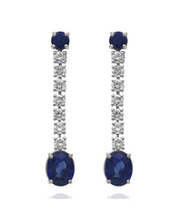 GIA Certified Oval Cut Blue Sapphire and diamond earrings in 18KW