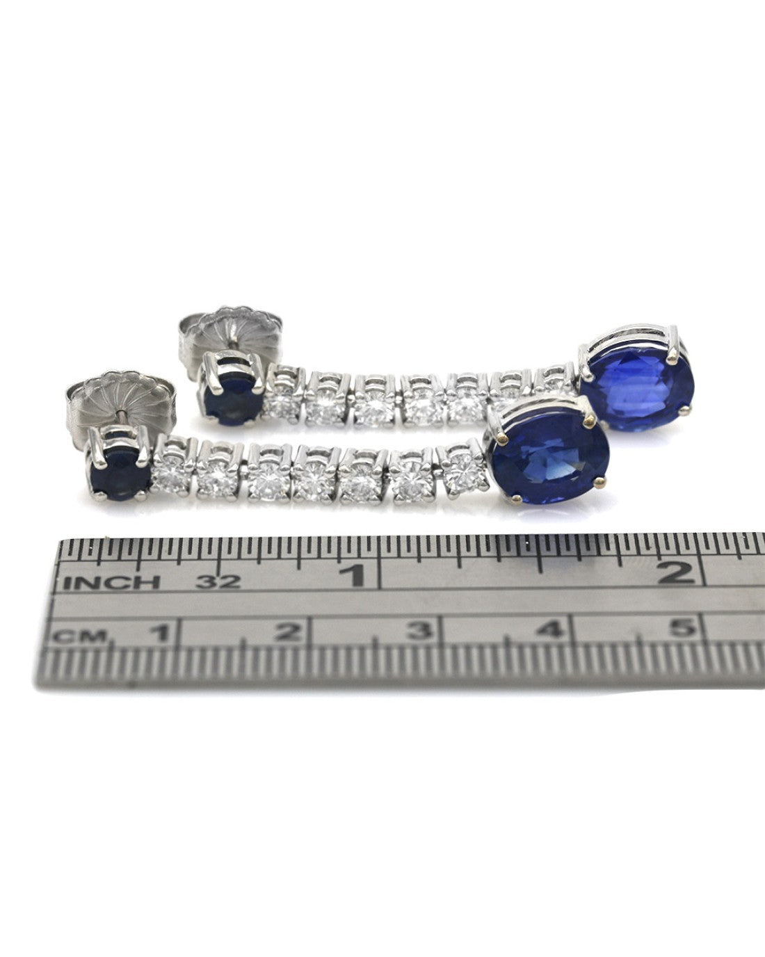 GIA Certified Oval Cut Blue Sapphire and diamond earrings in 18KW