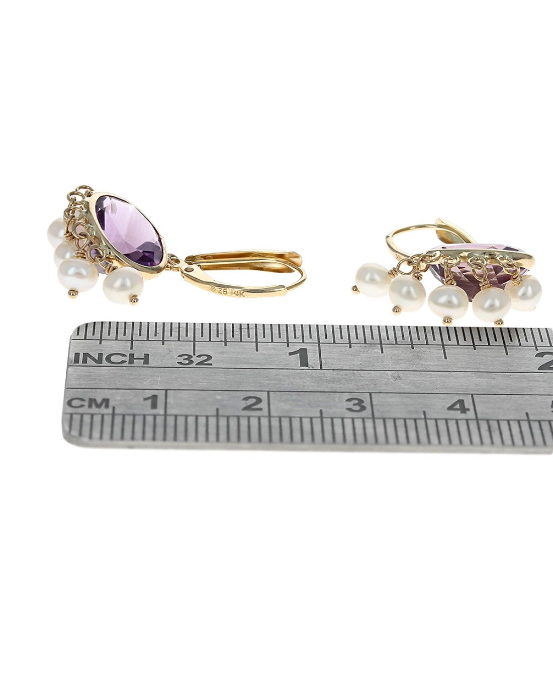 Amethyst and Pearl Dangle Earrings