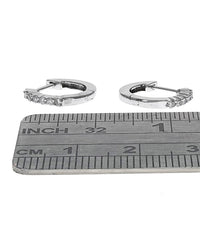 Diamond Thin Mini Hoop Earrings in White Gold