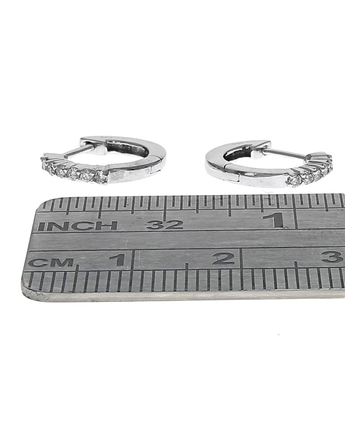 Diamond Thin Mini Hoop Earrings in White Gold