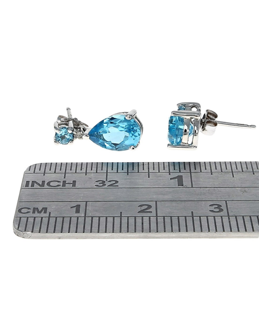 Swiss Blue Topaz and Diamond Accent Drop Earrings in White Gold