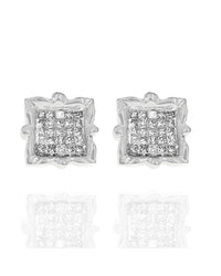 Invisible Set Framed Princess Cut Stud Earrings