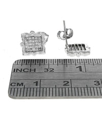Invisible Set Framed Princess Cut Stud Earrings