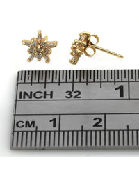 Diamond Star Cluster Stud Earrings in Yellow Gold
