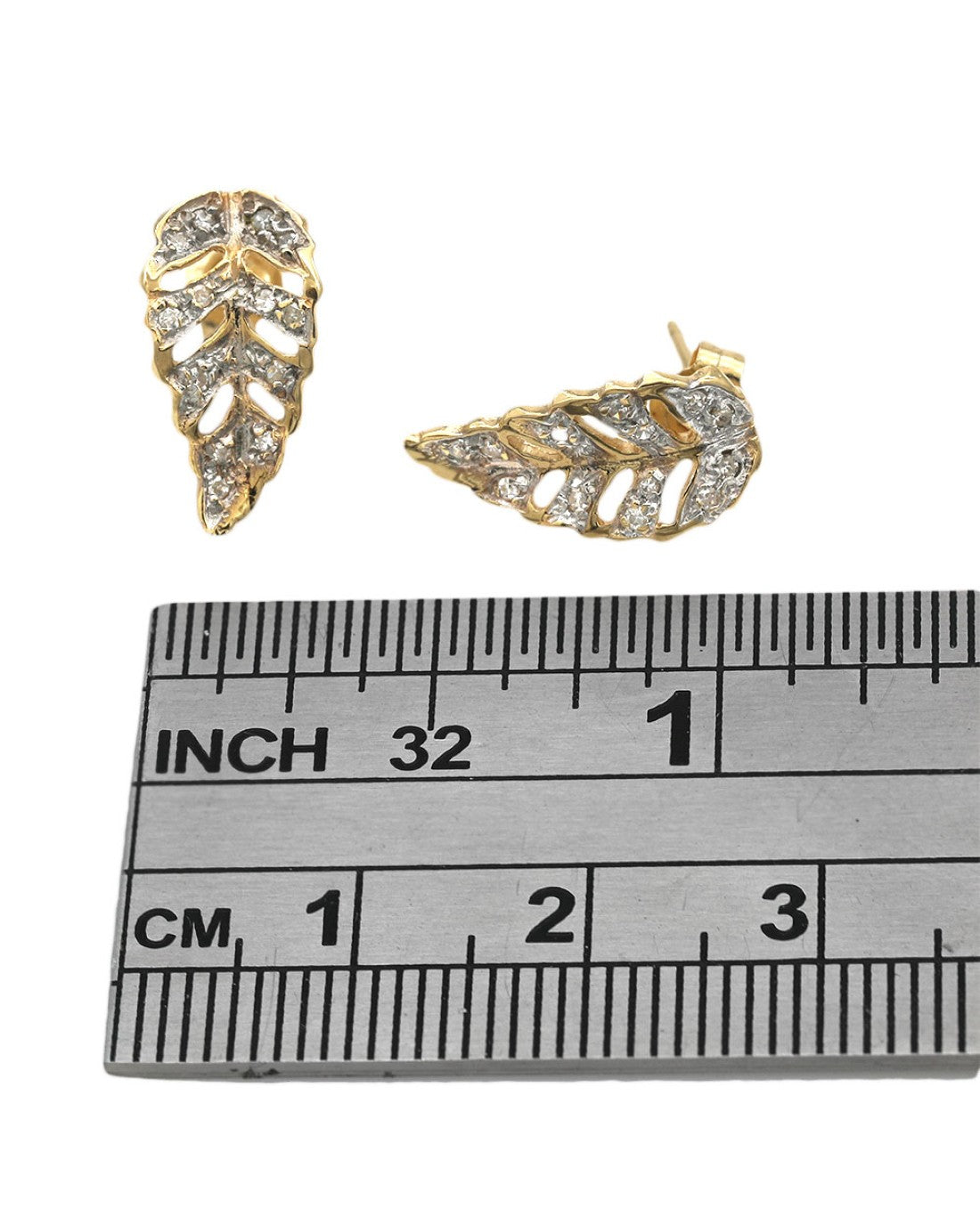 Diamond Cut Out Leaf Earrings