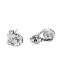 Diamond Open Pear Shaped Stud Earrings in White Gold