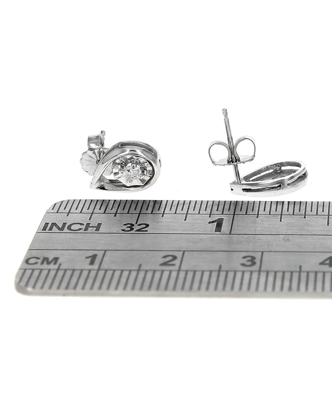 Diamond Open Pear Shaped Stud Earrings in White Gold