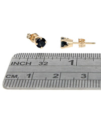 Dark Blue Sapphire Stud Earrings in Yellow Gold