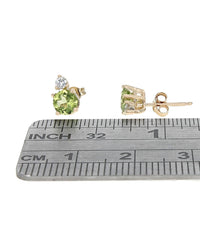 Peridot and Diamond Accent Stud Earrings in Yellow Gold