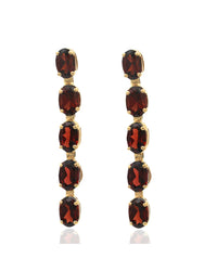 Pyrope Garnet Inline Dangle Earrings in Yellow Gold