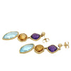 Amethyst, Citrine and Topaz Cushion Dangle Earrings