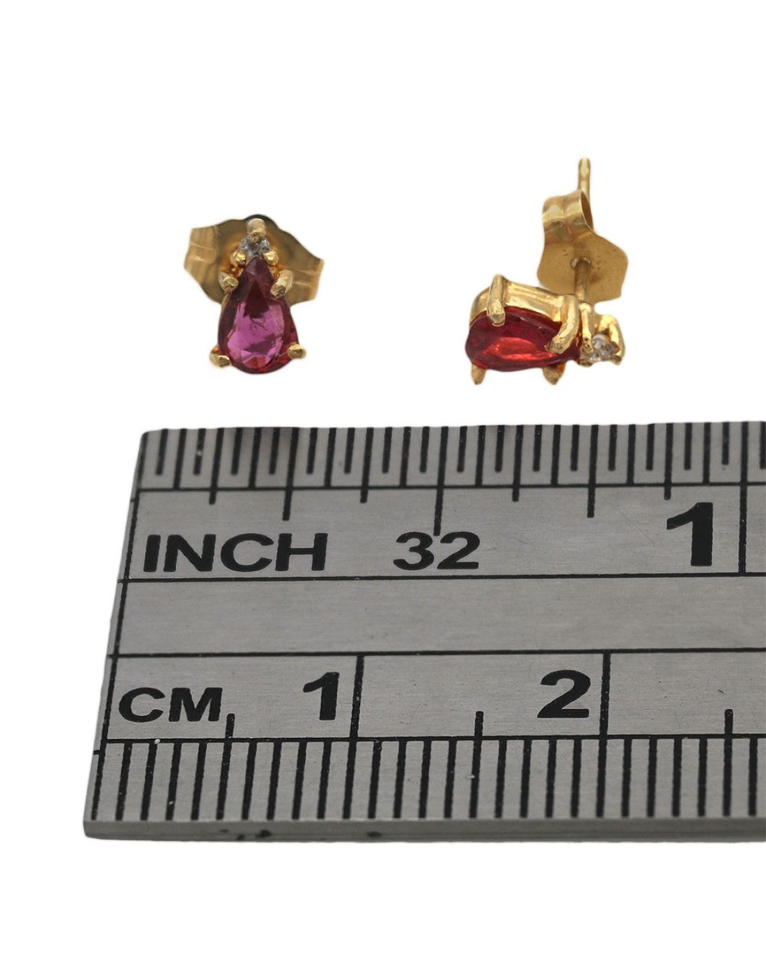 Ruby and Diamond Stud Earrings in Yellow Gold