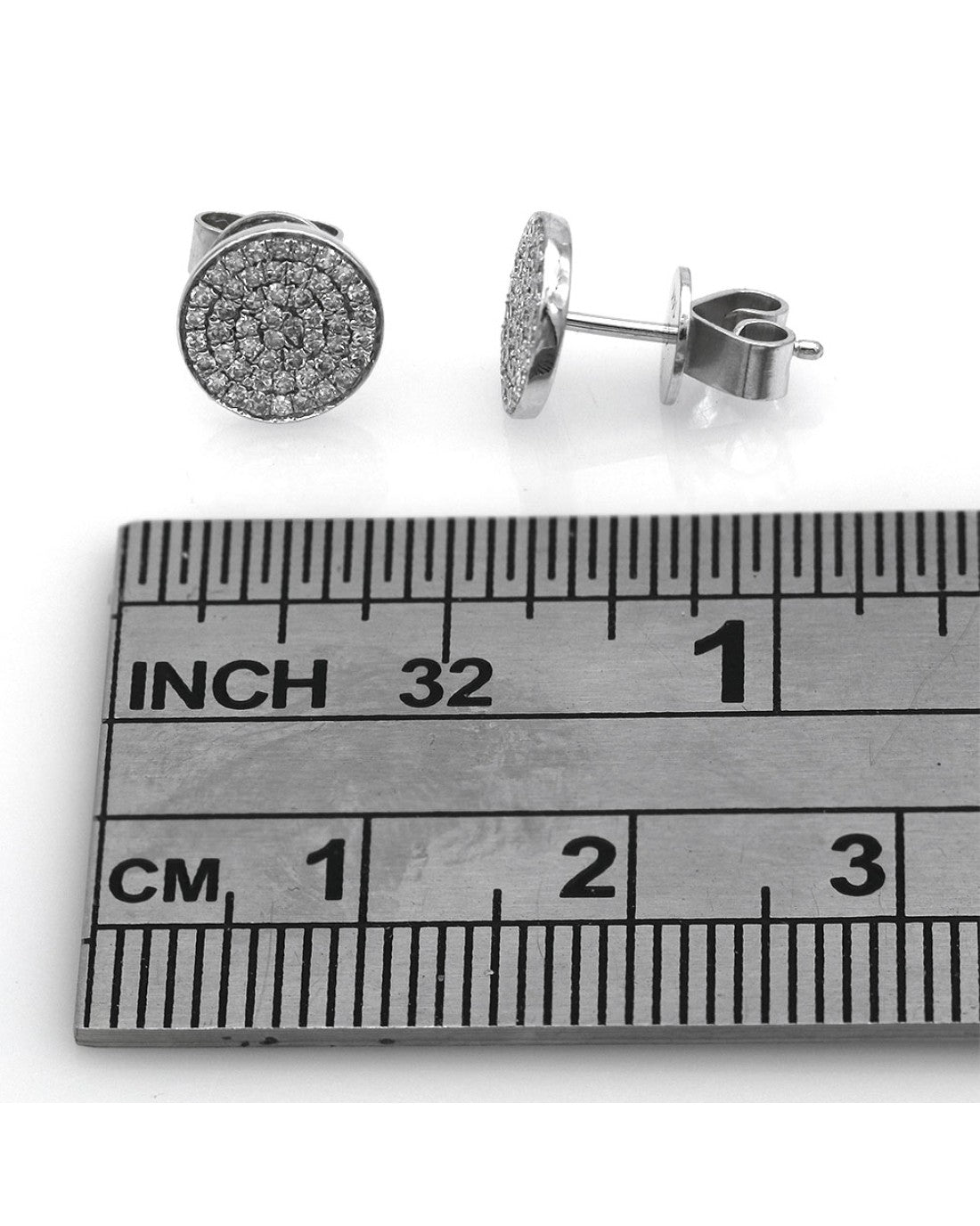 Diamond Pave Disk Stud Earrings
