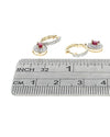Oval Ruby Diamond Halo Huggie Drop Earrings in Gold
