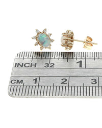 Ethiopian Opal Diamond Halo Stud Earrings