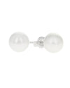 White Pearl Stud Earrings in White Gold
