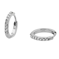 Diamond Miniature Huggie Earrings in White Gold