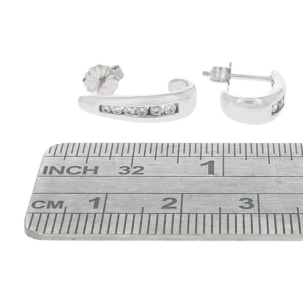 Graduated Diamond Tapered J Earrings in White Gold