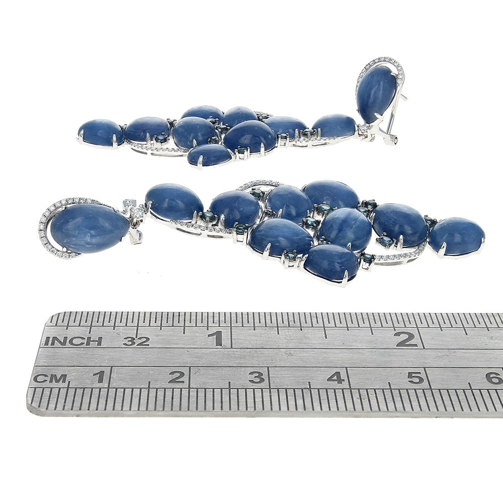 Kyanite, Sapphire and Diamond Dangle Earrings