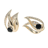 Black Onyx and Diamond Crossover Teardrop Earrings