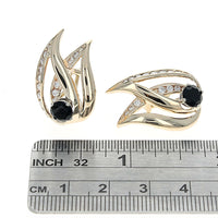 Black Onyx and Diamond Crossover Teardrop Earrings
