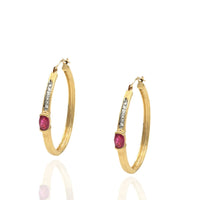 Ruby and Diamond Oval Hoop Earrings