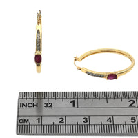 Ruby and Diamond Oval Hoop Earrings