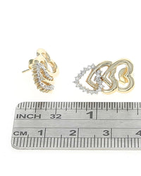 Diamond Triple Heart Drop Earrings