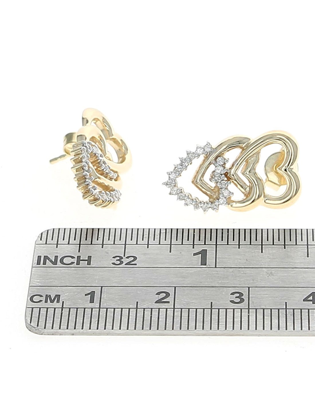 Diamond Triple Heart Drop Earrings