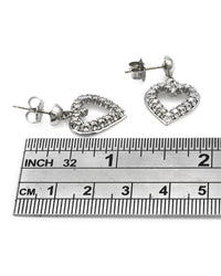 Diamond Open Heart Dangle Earrings in White Gold