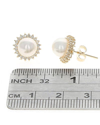 Pearl and Diamond Halo Stud Earrings