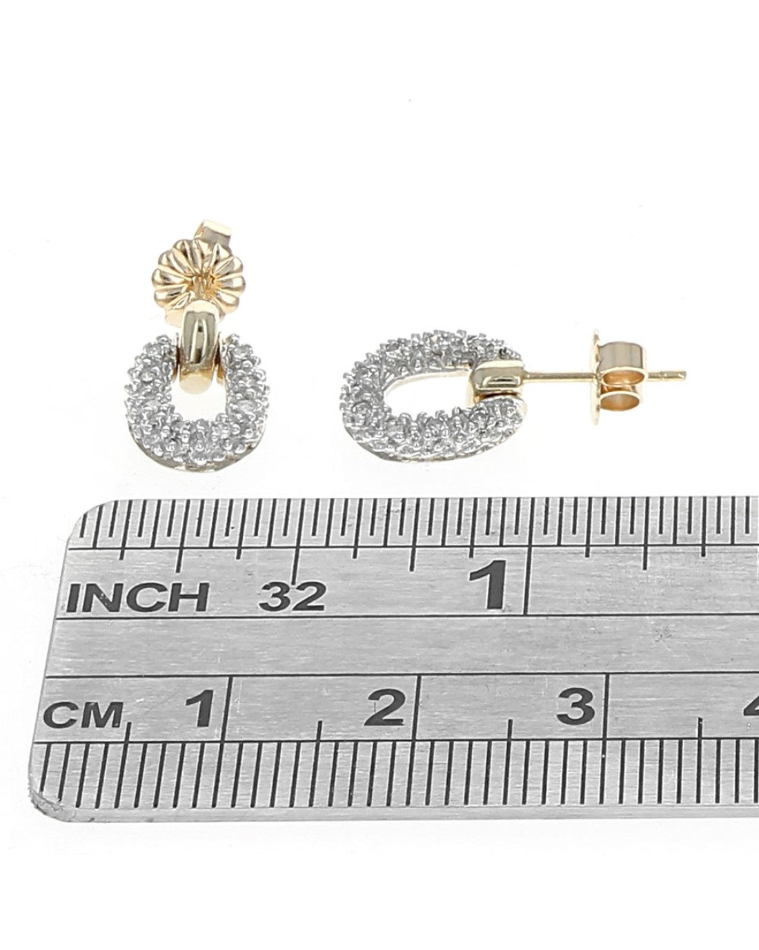 Diamond Oval Drop Earrings in Gold