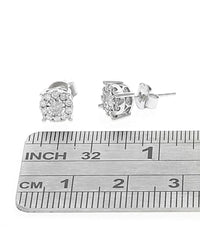 Diamond Halo Stud Earrings in White Gold