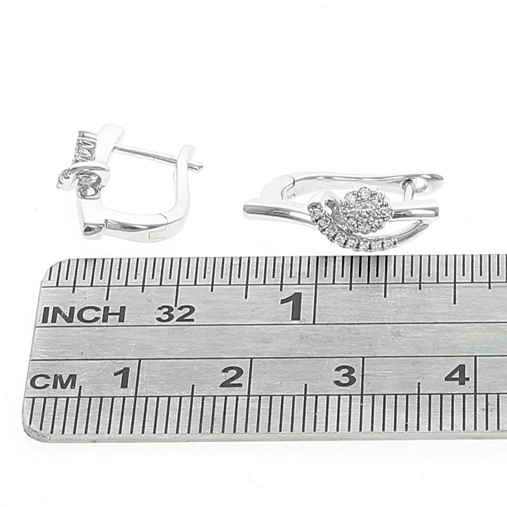 Diamond Curved Bar Earrings in White Gold