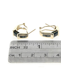 Dark Blue Australian Sapphire J Curve Earrings in Yellow Gold