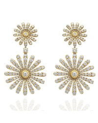 Diamond Flower Dangle Earrings