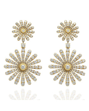 Diamond Flower Dangle Earrings