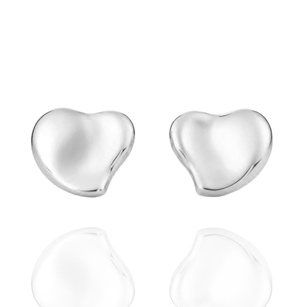 Tiffany & Co. Sterling Silver Full Heart Stud Earrings