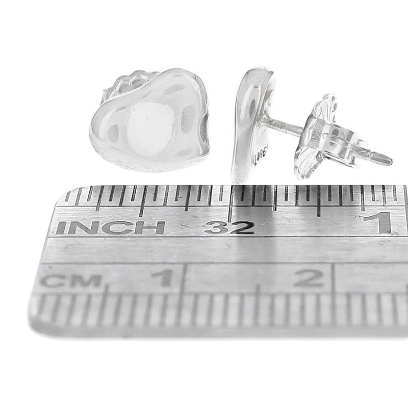Tiffany & Co. Sterling Silver Full Heart Stud Earrings
