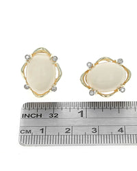 White Coral and Diamond Accent Earrings in White and Yellow Gold