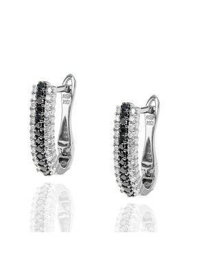 3 Row Alternating White and Black Diamond Earrings