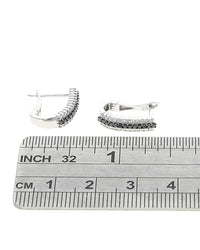 3 Row Alternating White and Black Diamond Earrings