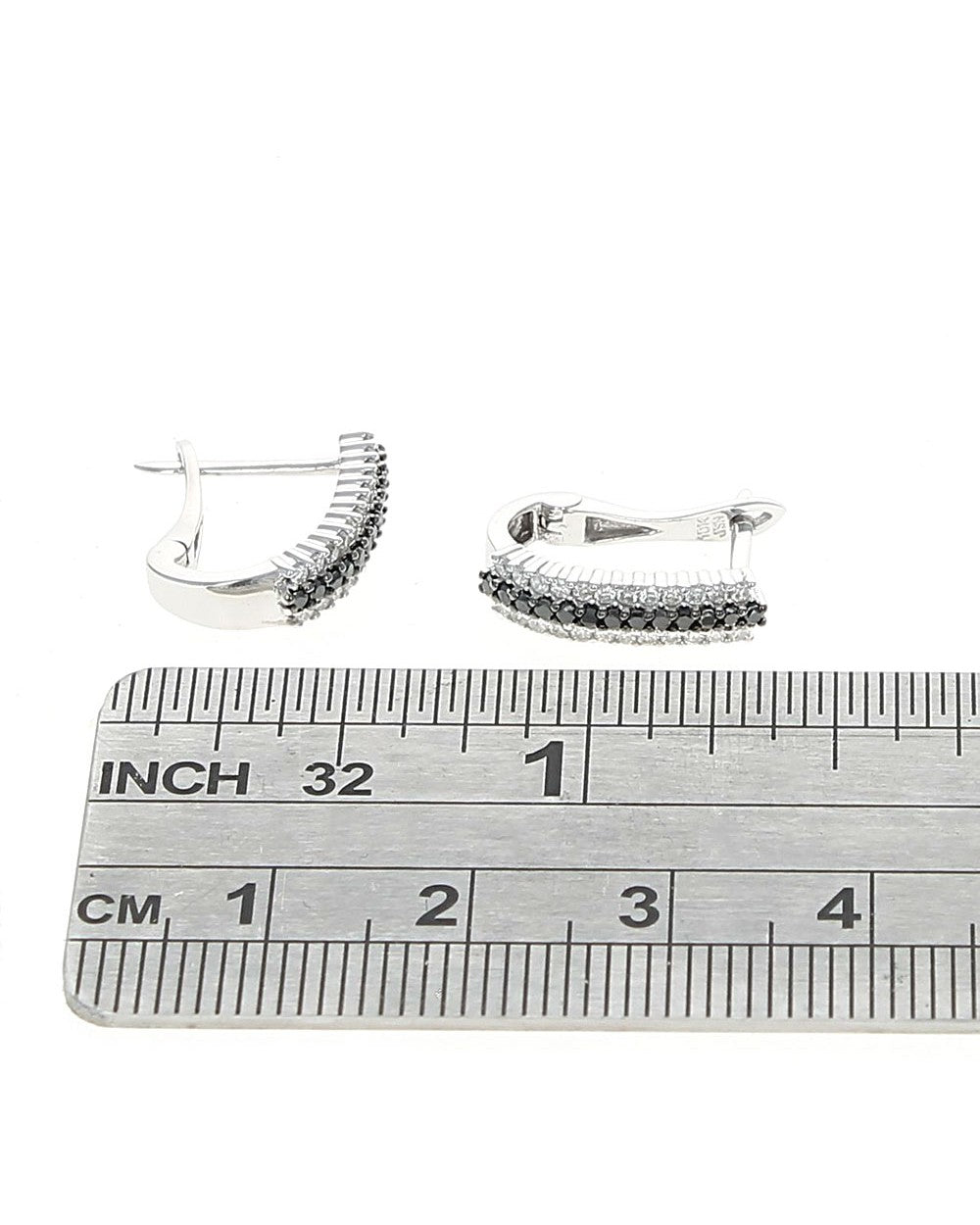 3 Row Alternating White and Black Diamond Earrings