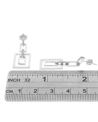 Diamond Open Square Door Knocker Dangle Earrings
