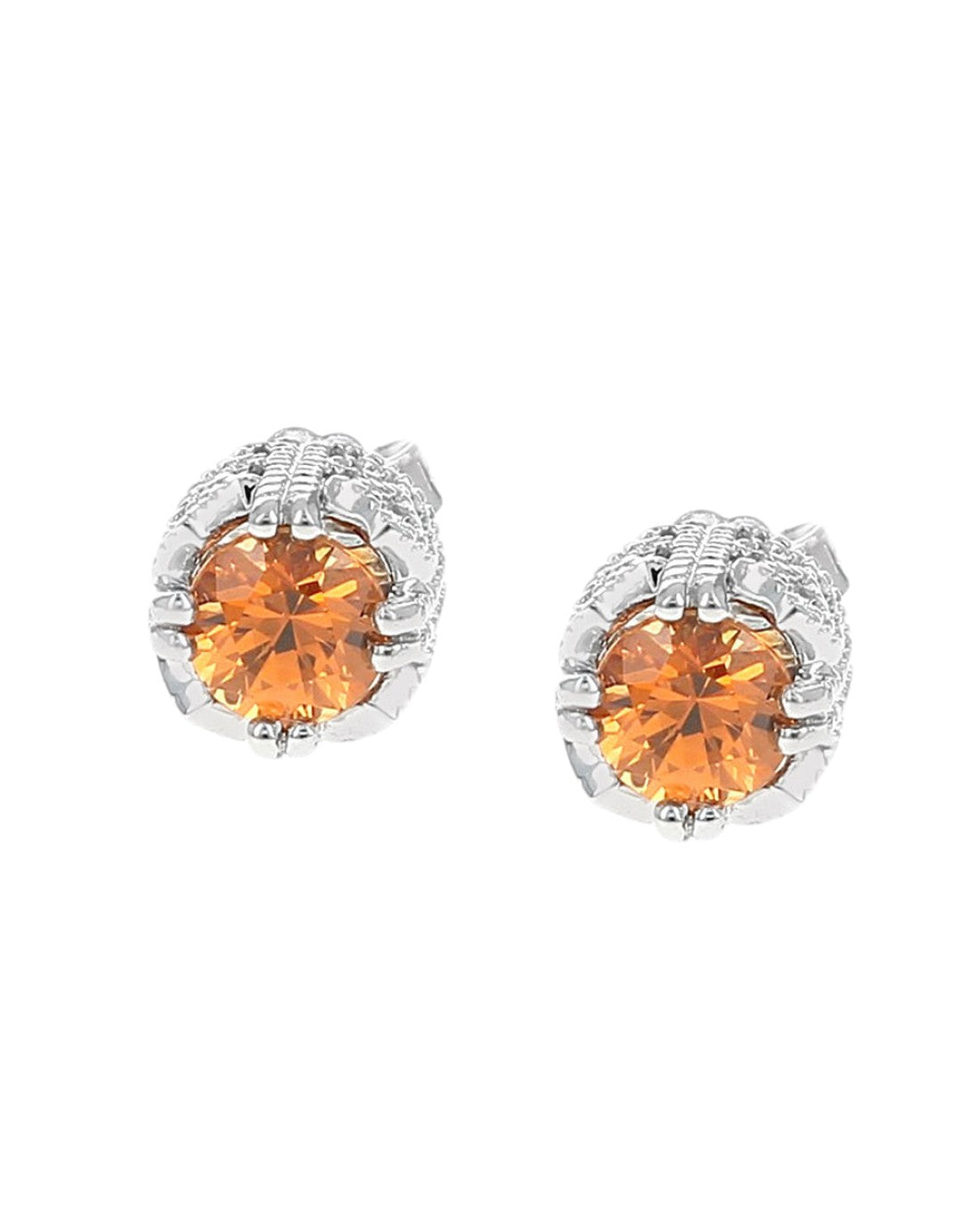 Madeira Citrine and Diamond Accent Studs