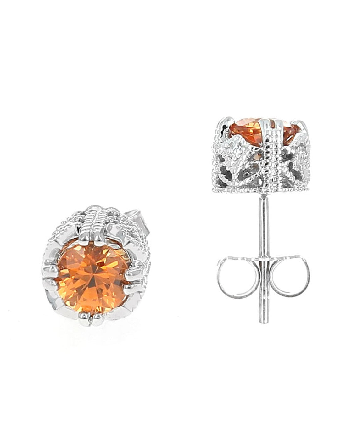 Madeira Citrine and Diamond Accent Studs