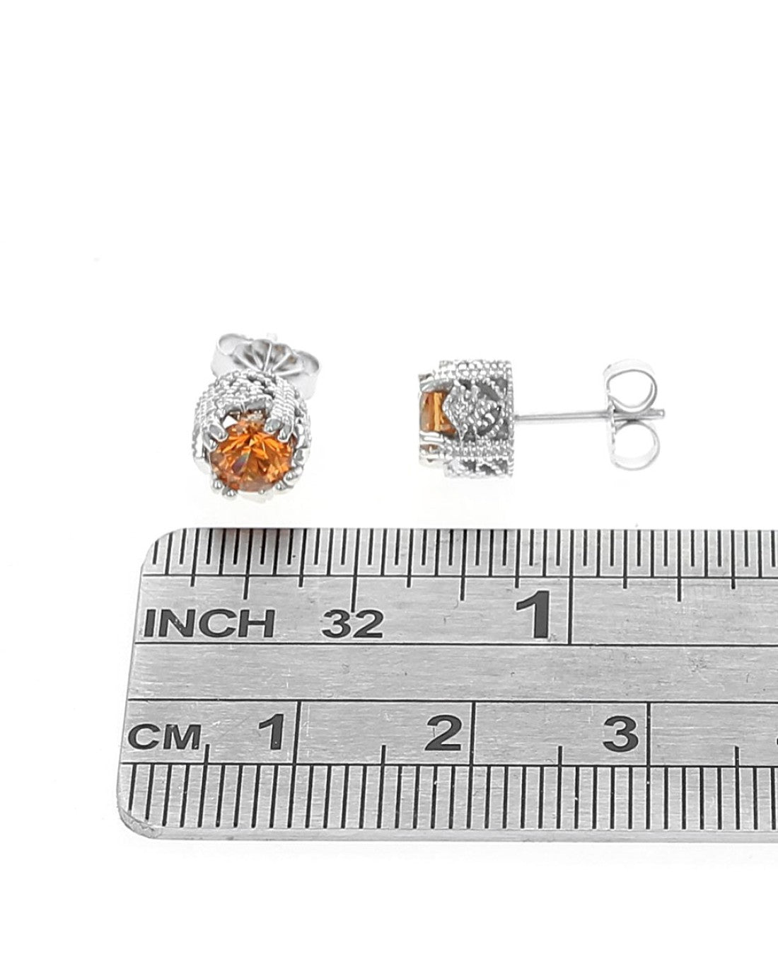 Madeira Citrine and Diamond Accent Studs