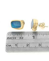 Lightning Ridge Black Opal Stud Earrings in Yellow Gold